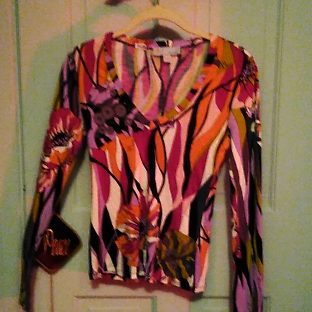 Missoni abstract v-neck long sleeve top